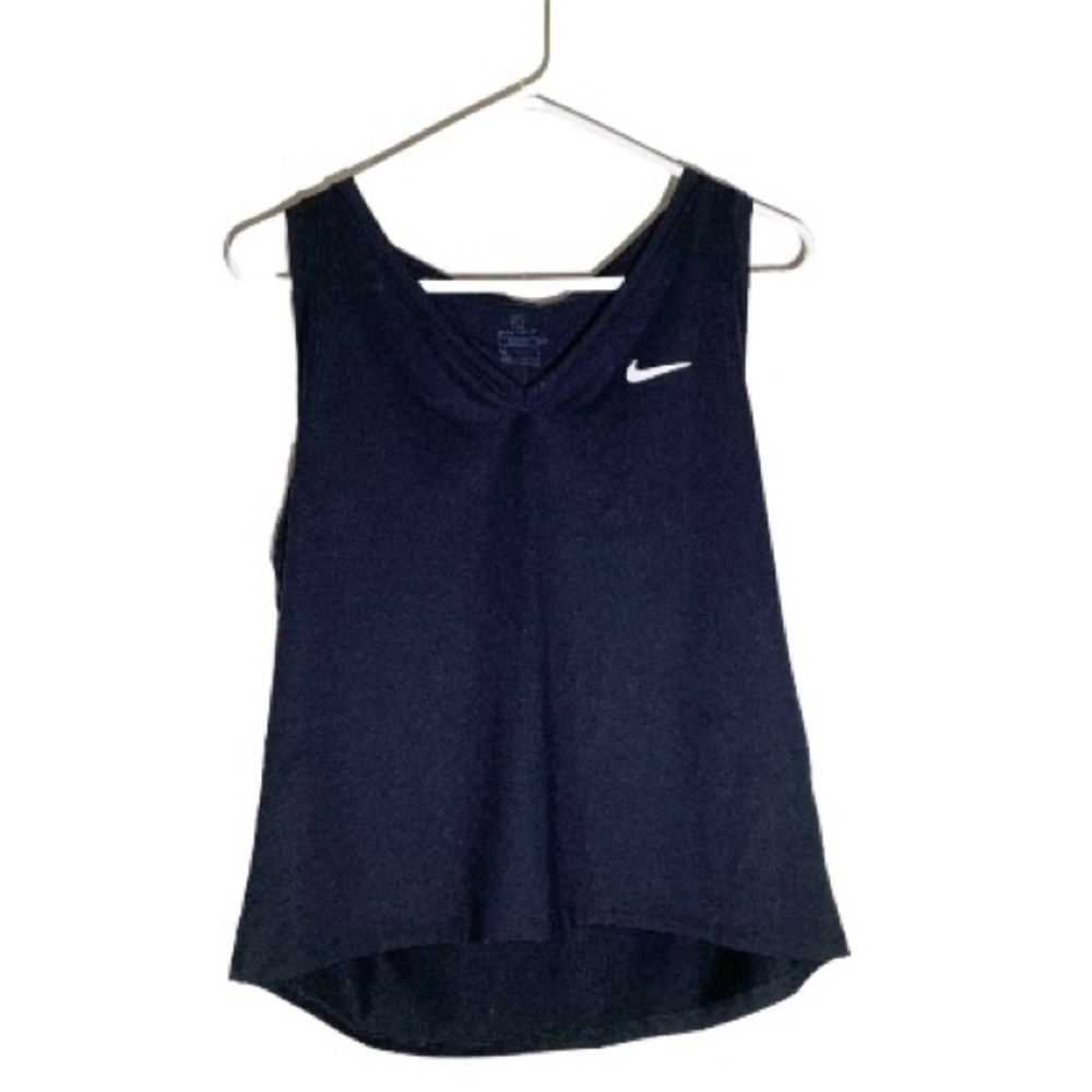Nike Dry Fit Slim Fit Black Workout Tank Top Cut Out Back in Large